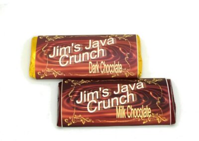 Jim's Java Crunch dark and milk chocolate candy bar